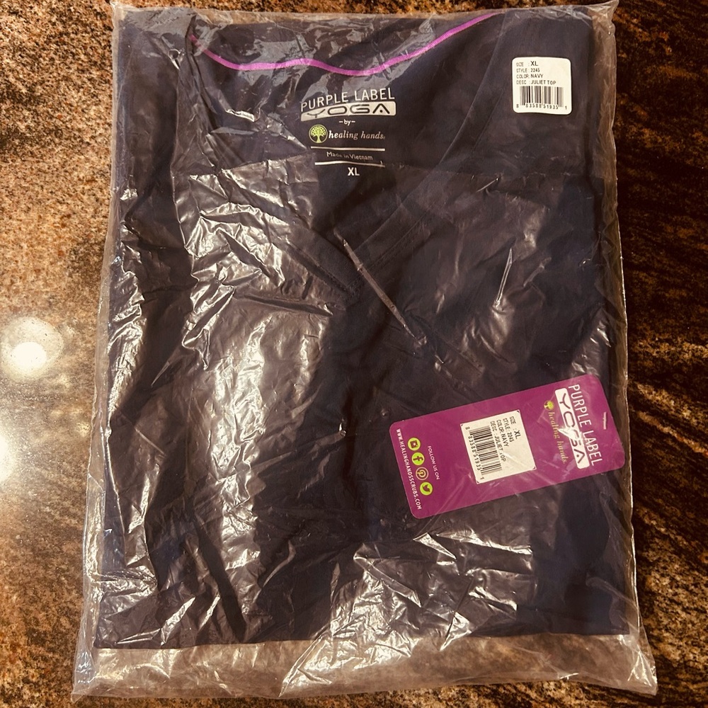Navy Blue Women's Scrub Top - Picture 2 of 4